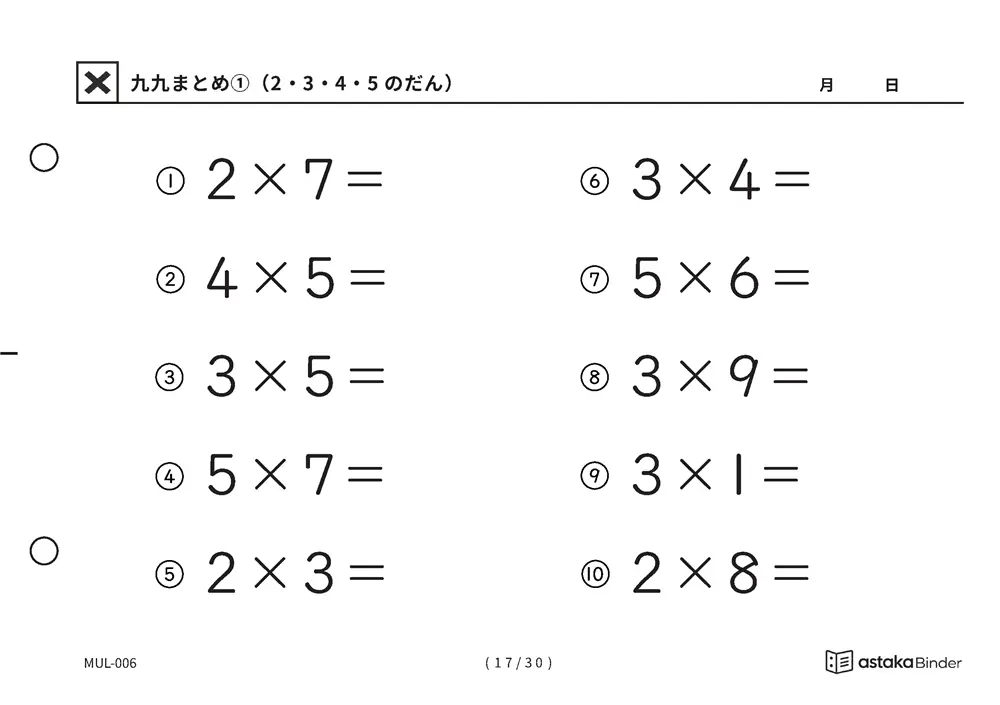 「唱えるより先に答えが出るまで」【A5版】九九まとめ①（2・3・4・5のだん）（17ページ目）