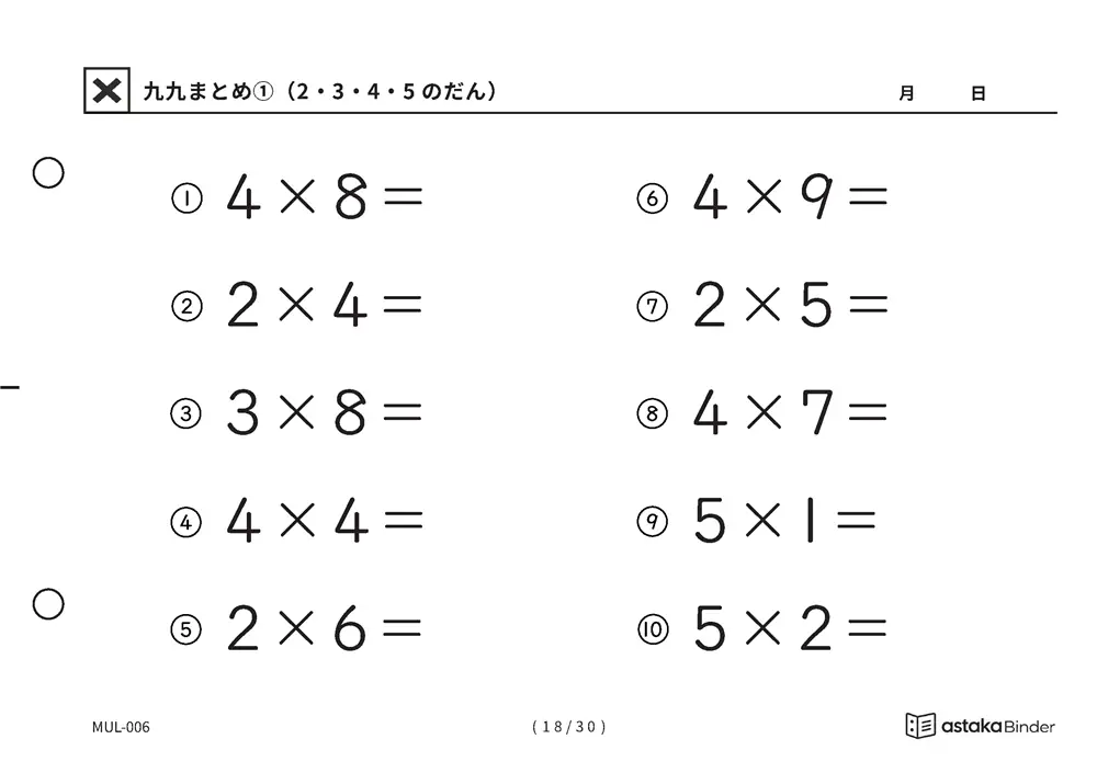 「唱えるより先に答えが出るまで」【A5版】九九まとめ①（2・3・4・5のだん）（18ページ目）