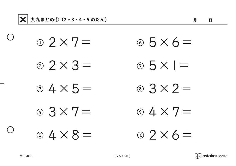 「唱えるより先に答えが出るまで」【A5版】九九まとめ①（2・3・4・5のだん）（25ページ目）