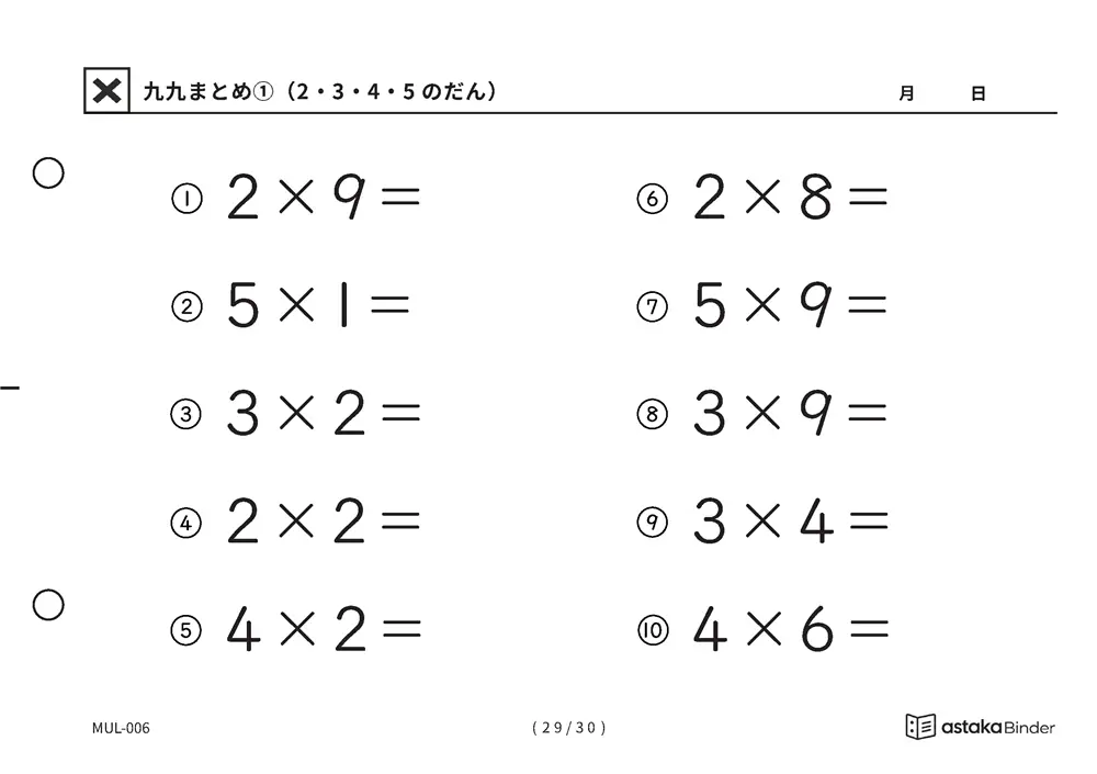 「唱えるより先に答えが出るまで」【A5版】九九まとめ①（2・3・4・5のだん）（29ページ目）