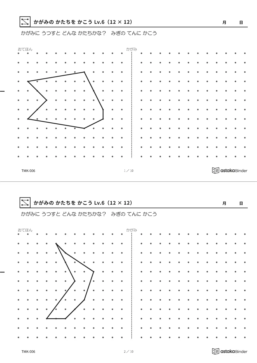 かがみの かたちを かこう Lv.6（12×12） TMK-006 A4縦 5枚 切り取り式