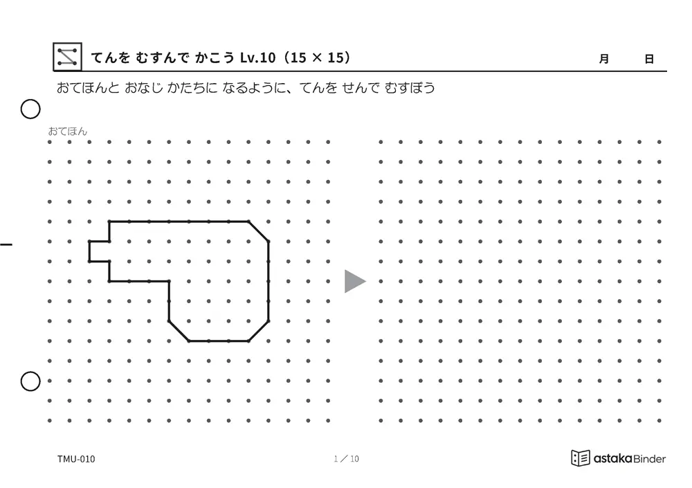 てんを むすんで かこう Lv.10（15×15） TMU-010 A5横 10枚 1ページ1問