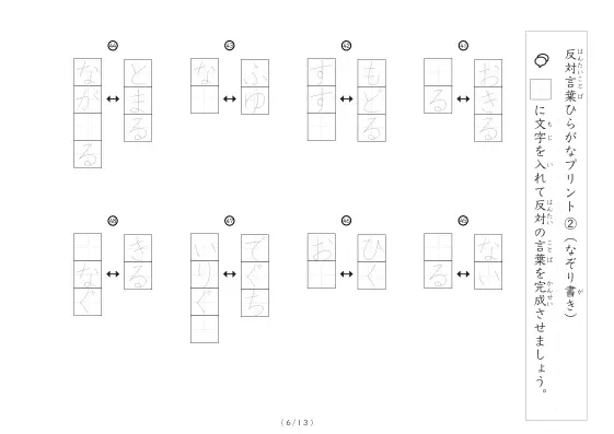 「反対言葉穴埋め1つ版100問プリント(小)」反対言葉穴埋め1つ版100問プリント(小)
