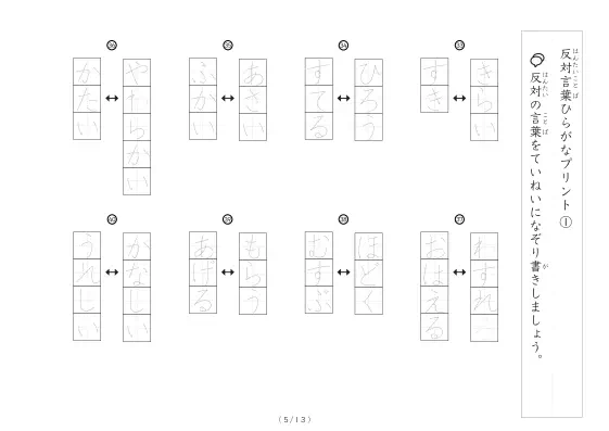 「反対言葉100問プリント（小）」反対言葉100問プリント（小）