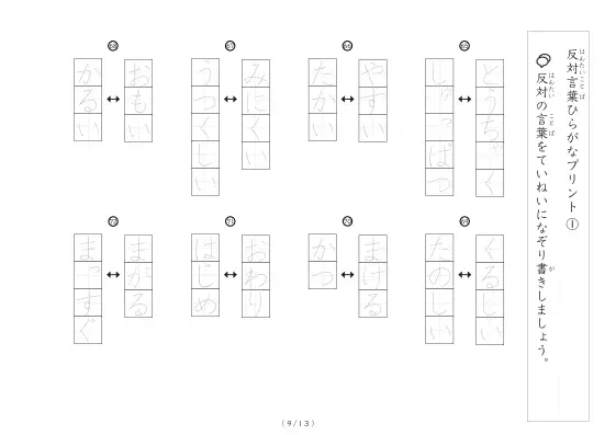 「反対言葉100問プリント（小）」反対言葉100問プリント（小）