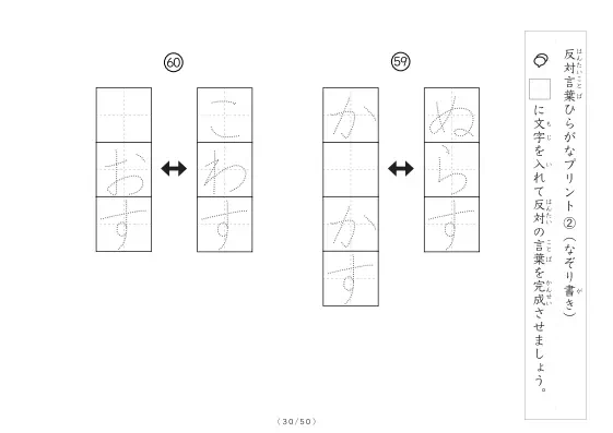 「反対言葉穴埋め１つ版100問プリント」反対言葉穴埋め１つ版100問プリント