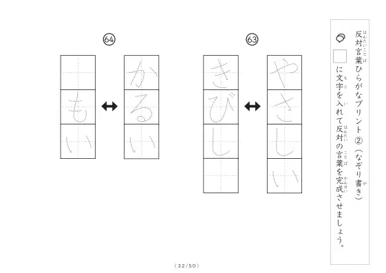 「反対言葉穴埋め１つ版100問プリント」反対言葉穴埋め１つ版100問プリント