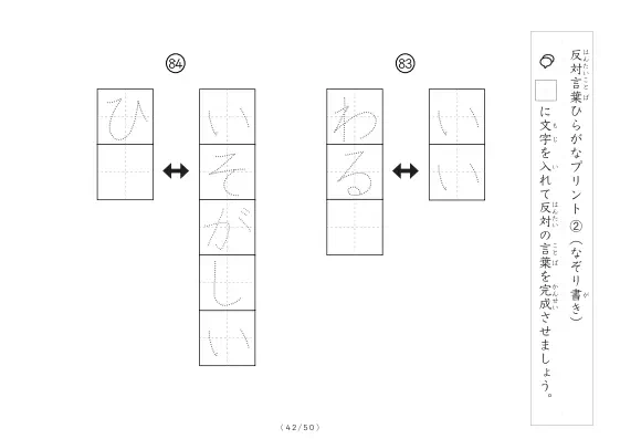 「反対言葉穴埋め１つ版100問プリント」反対言葉穴埋め１つ版100問プリント