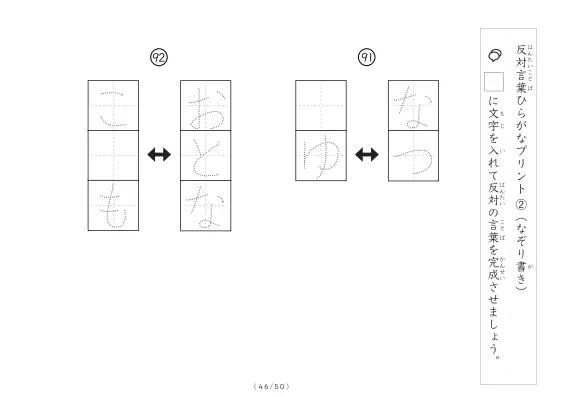 「反対言葉穴埋め１つ版100問プリント」反対言葉穴埋め１つ版100問プリント