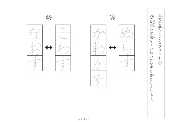 「反対言葉100問プリント」反対言葉100問プリント