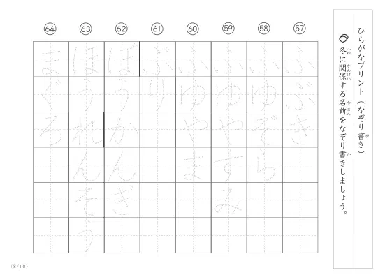 「ひらがななぞり書きができる」冬に関係する名前や言葉を使ったなぞり書きプリント