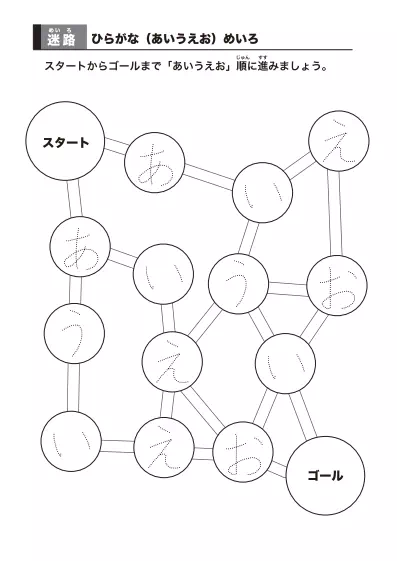 「「ひらがな順」迷路プリント」「ひらがな順」迷路プリント