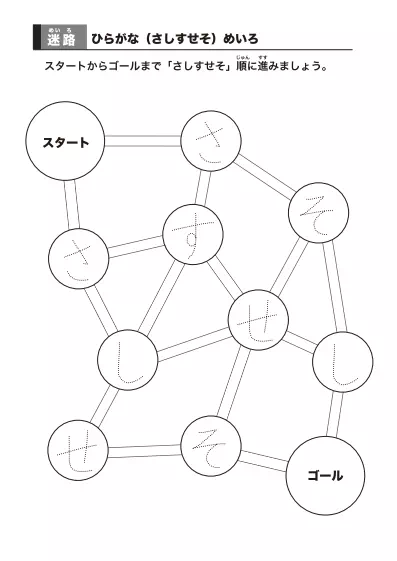 「「ひらがな順」迷路プリント」「ひらがな順」迷路プリント