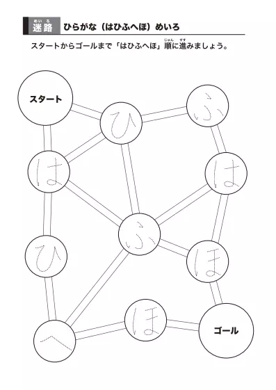 「「ひらがな順」迷路プリント」「ひらがな順」迷路プリント