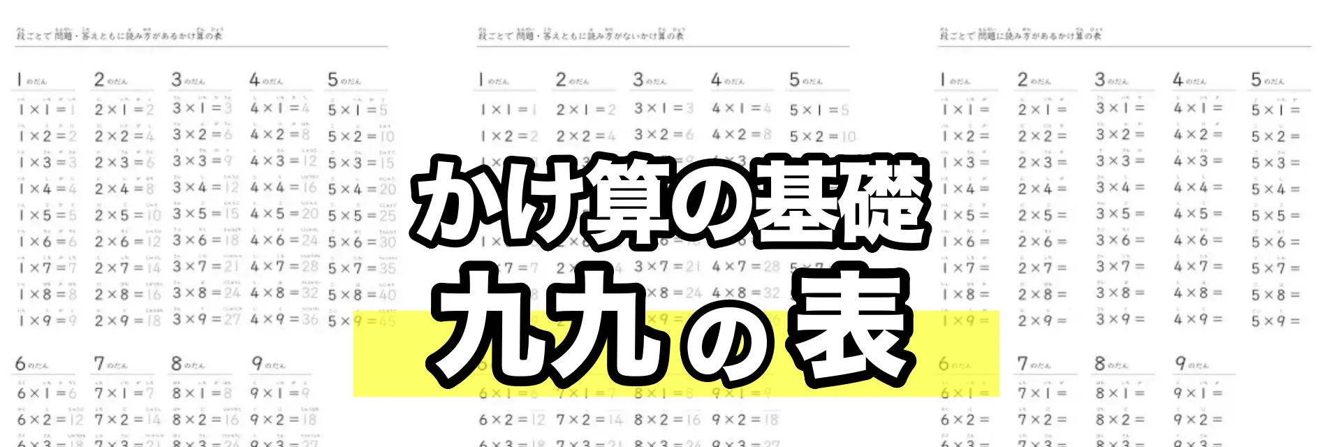 九九の表を集めた一覧ページ