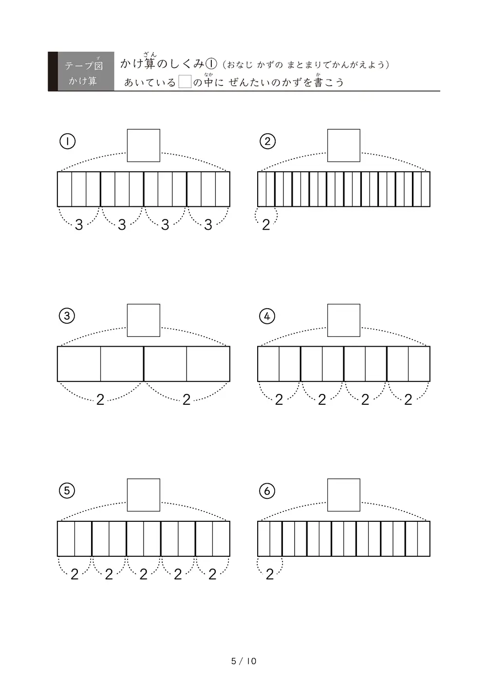 「九九の丸暗記前に」テープ図を使ったかけ算のしくみ①
