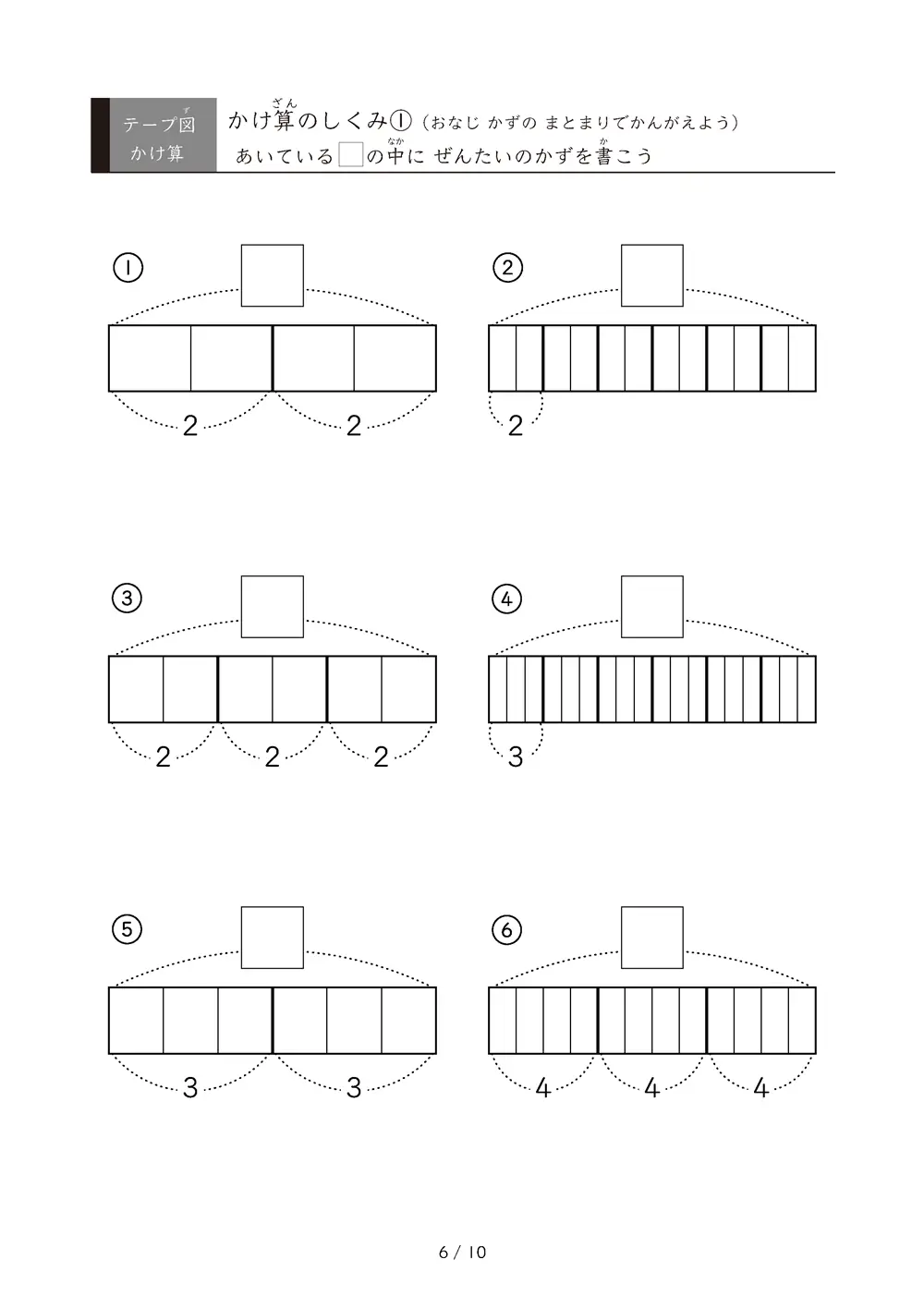「九九の丸暗記前に」テープ図を使ったかけ算のしくみ①