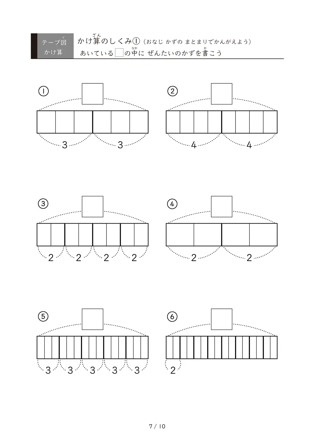 「九九の丸暗記前に」テープ図を使ったかけ算のしくみ①