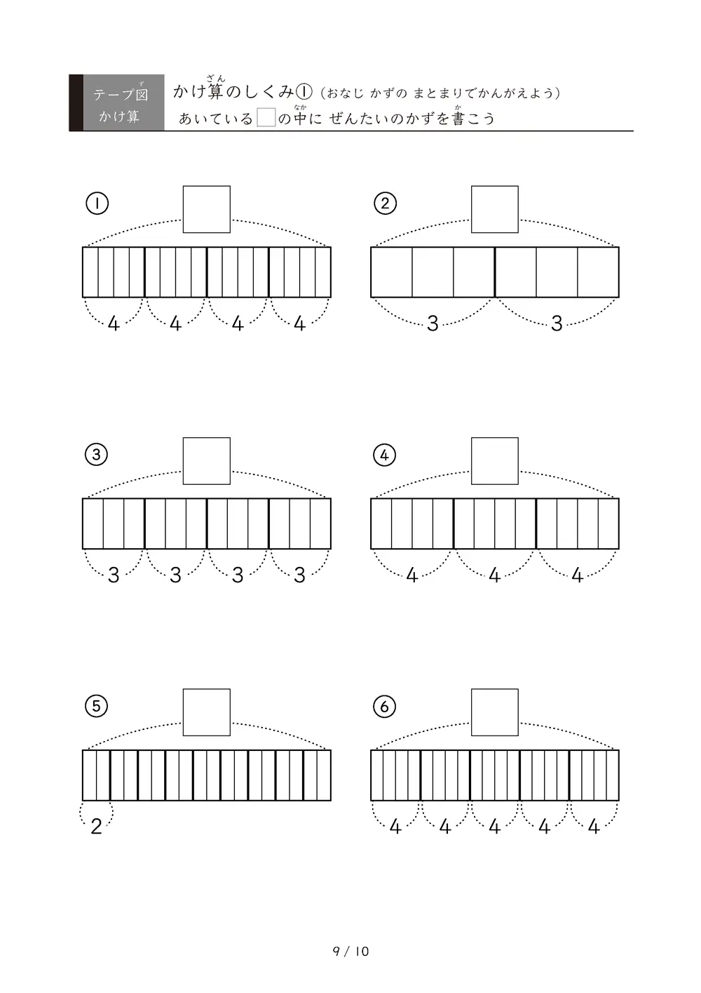 「九九の丸暗記前に」テープ図を使ったかけ算のしくみ①