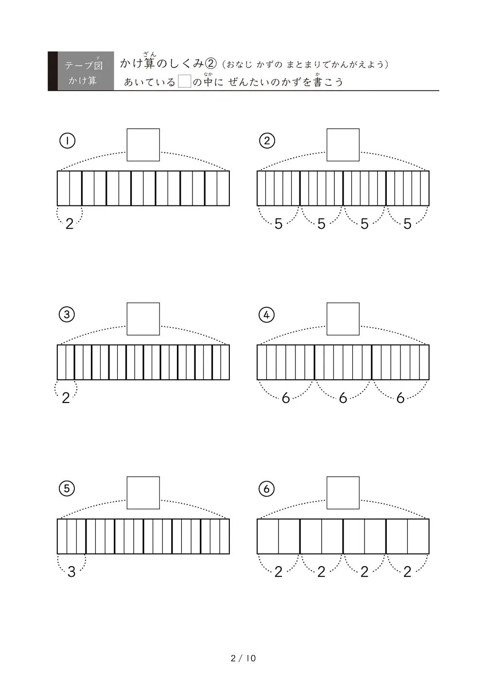 「九九の丸暗記前に」テープ図を使ったかけ算のしくみ②