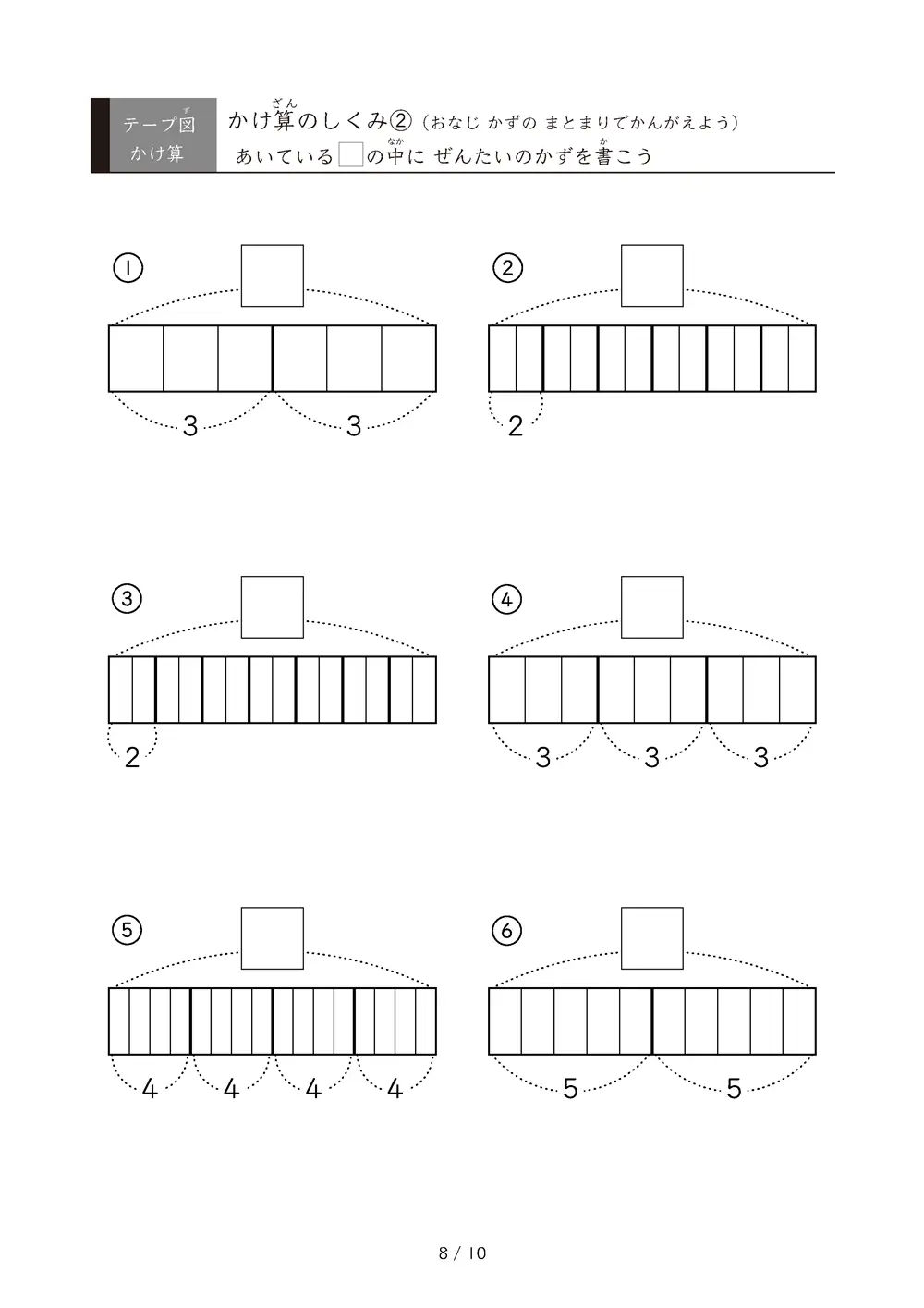「九九の丸暗記前に」テープ図を使ったかけ算のしくみ②