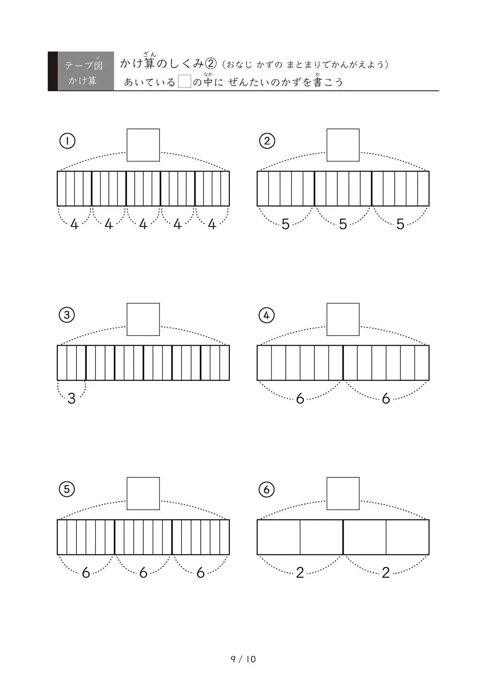 「九九の丸暗記前に」テープ図を使ったかけ算のしくみ②