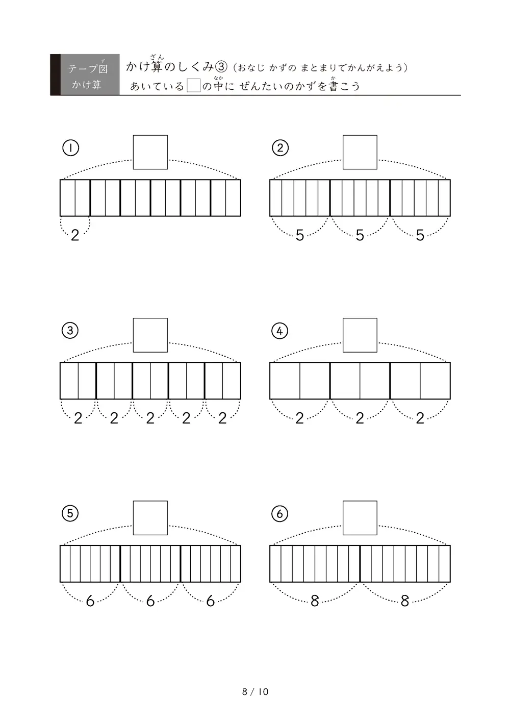 「九九の丸暗記前に」テープ図を使ったかけ算のしくみ③