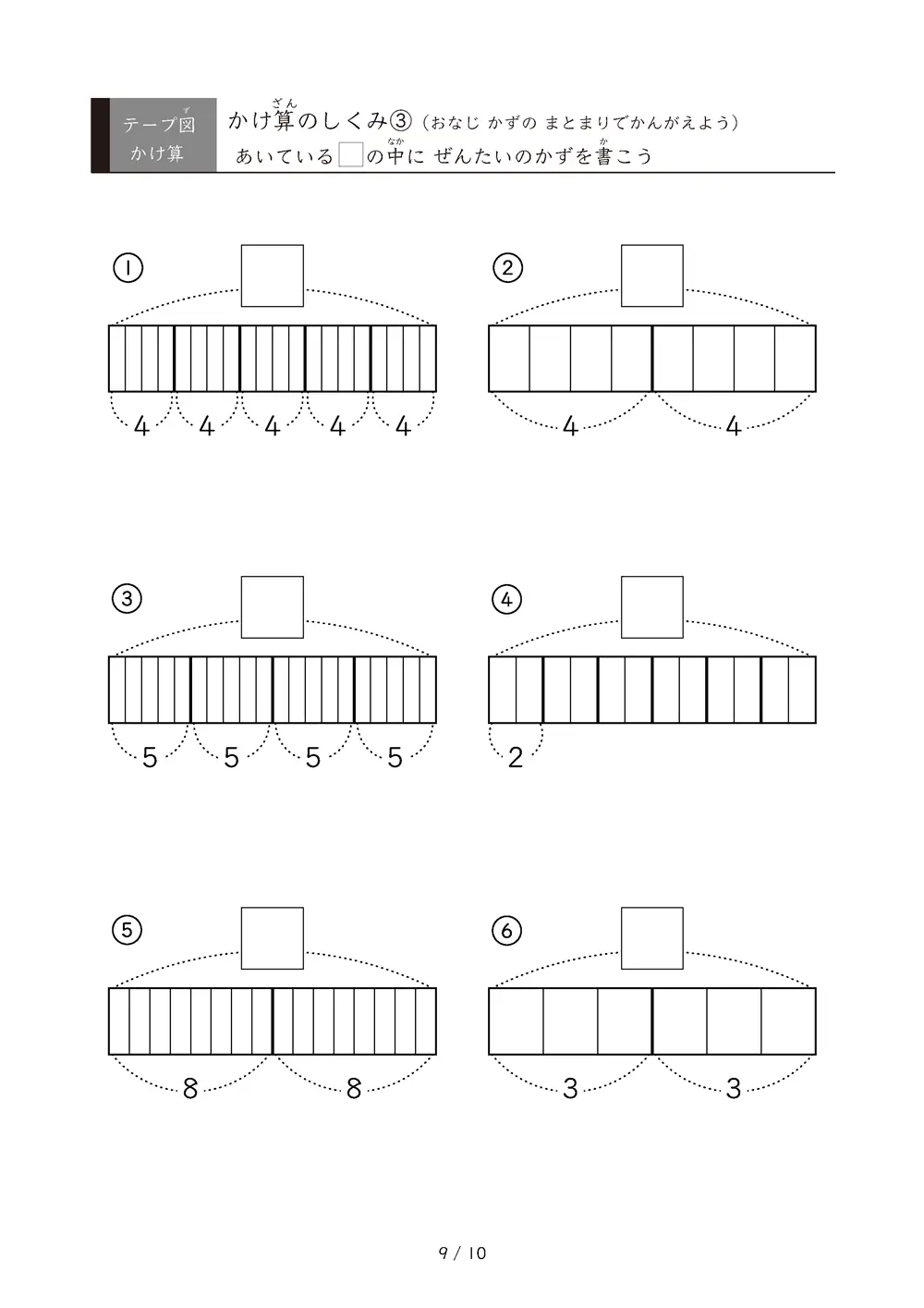 「九九の丸暗記前に」テープ図を使ったかけ算のしくみ③