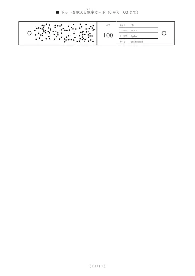 「数える過程で数の概念を学ぶ」0から100までドット数えカード