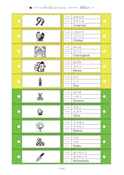 「「ひらがな・カタカナ・ローマ字」を学ぶ単語カード」「ひらがな・カタカナ・ローマ字」を学ぶ単語カード