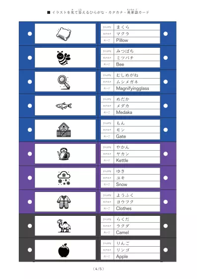 「「ひらがな・カタカナ・ローマ字」を学ぶ単語カード」「ひらがな・カタカナ・ローマ字」を学ぶ単語カード